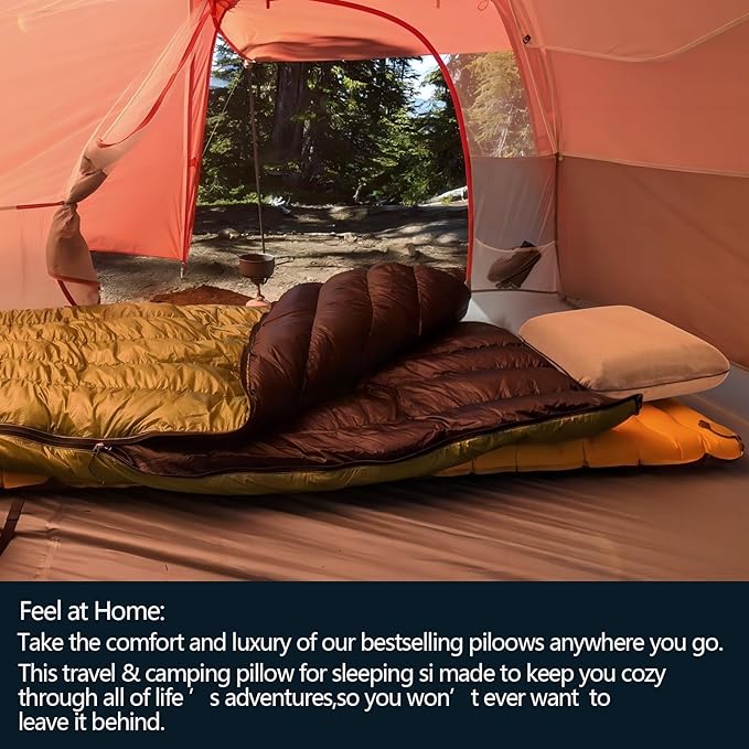 Compressible Camping Pillow, Memory Foam Pillow for Backpacking, Travel -Neck Lumbar Support, Lightweight Compact Pillow with Washable Pillowcase- Hiking Essential -Gray