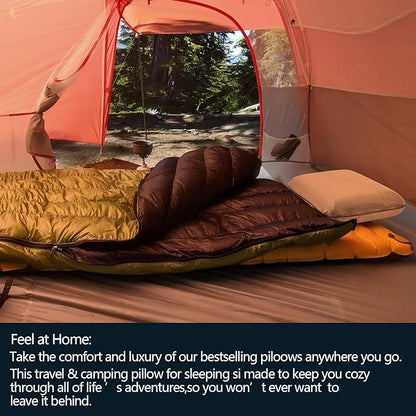 Memory Foam Camping Pillow - Compact Firm Supportive Compressible Pillow, Travel Pillow with Breathable Cover, Contoured Support, Lightweight Backpacking Hiking Essential Gear