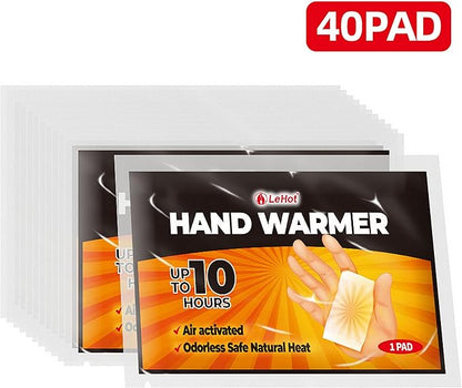 Hand Warmers - 40 Packs Hot Hands Disposable Heat Pad, Hot Hands Hand Warmers, Up to 10 Hours of Safe and Continuous Heat, Perfect for Camping, Outdoor Skiing, Fishing Ideal for Outdoors and Travel.