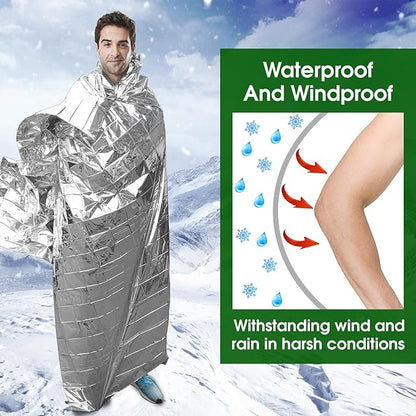 CXYARY 30 Pack Emergency Thermal Blanket Survival, 84” x 52” Mylar Blanket, Space Blanket, Silver Foil Blanket, Survival Kit Camping Blanket, Body Warmer Blanket for Outdoor, First Aid, Hiking
