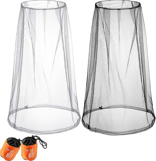 2 Pack Mosquito Head Net Face Mesh Net Mesh Head Protecting Net for Outdoor Hiking Camping Climbing Walking Mosquito Fly Bugs