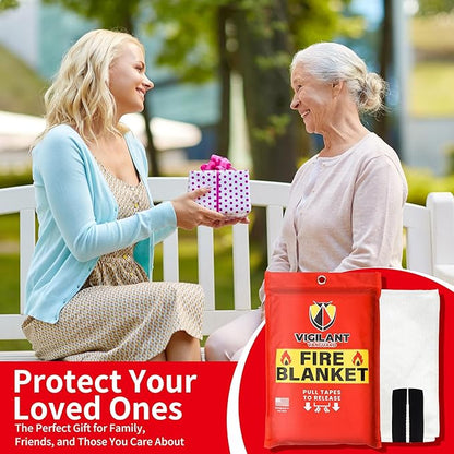 Emergency Fire Blanket for Home and Kitchen (40"x40") - Reusable Fire Blankets Emergency for Home, Office, Car, Camping, Grill, Fireplace, Picnic, School and Warehouse