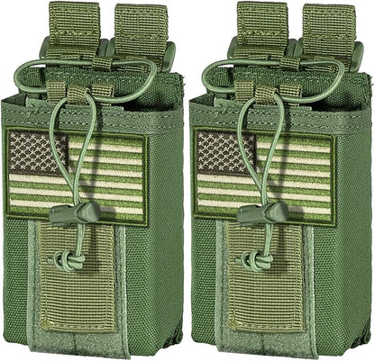 IronSeals 2 Pack Tactical Molle Adjustable Interphone Storage Bag Outdoor Sports Radio Pouch for Two Ways Walkie-talkie