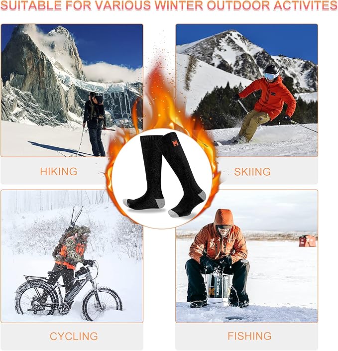 Heated Socks, Battery Heated Socks for Men Women, Electric Heated Socks for Hiking, Skiing, Camping