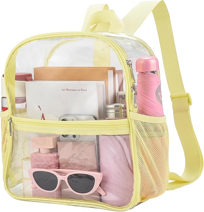 Oraben Clear Backpack for Stadium Events Clear Stadium Backpack 12x6x12 Bag (Nylon Shoulder Straps, Yolk Yellow)