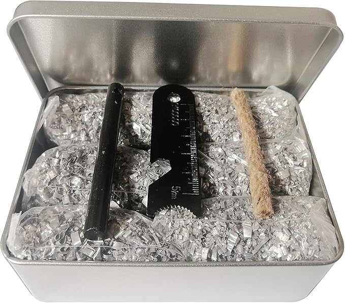 eGreen Emergency Ferro Rod Striker Magnesium 6 Bags Wax Jute Rope + Tin Box for Camping Hiking Bushcraft Survival Outdoor Gear