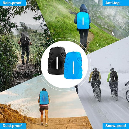 LAMA 2pcs Waterproof Rain Cover for Backpack, Reflective Rainproof Protector for Anti-dust and Anti-Theft L 45L-55L Black Blue