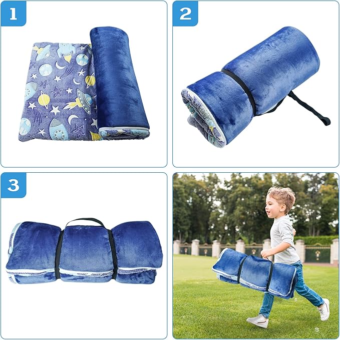 Sleeping Bag for Kids Glow in The Dark Slumber Bag for Girls and Boys Toddler Nap Mats, 62" x 28" Soft and Comfortable for Sleepover, Daycare, Preschool, Kindergarten