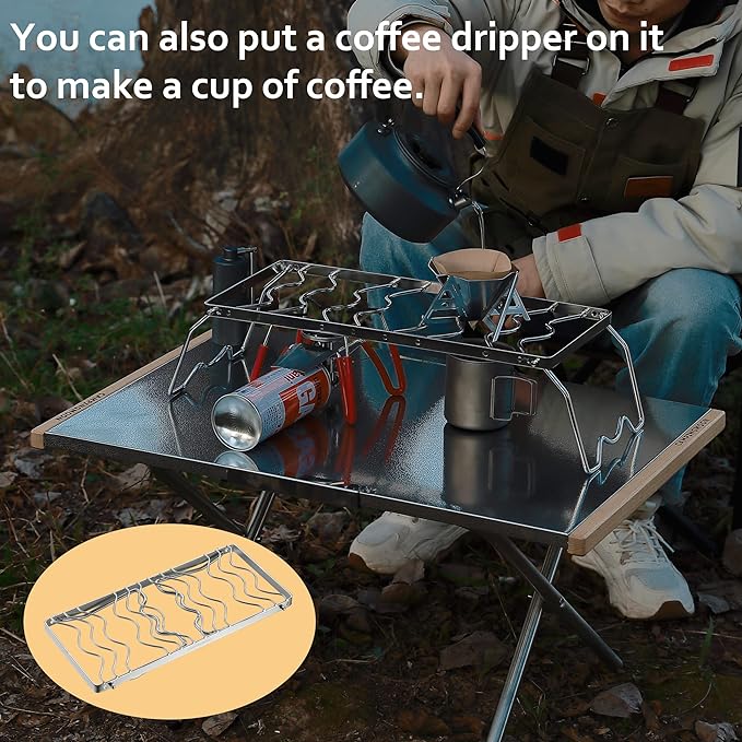 CAMPINGMOON Portable Folding Camping Campfire Grill over Fire Split Stoves 304 Stainless Steel (13.8’’L (MS-1111))