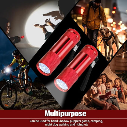 VIHOSE 32 Pcs Mini Flashlights Bulk, Bright Aluminum Handheld Flash Light with Lanyard, Small LED Flashlights for Kids Night Reading Emergency Hurricane Camping Hiking Party Favors(Red)