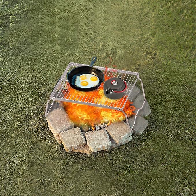 REDCAMP Folding Campfire Grill 304 Stainless Steel Grate, Heavy Duty Portable Camping Grill with Carrying Bag, Medium