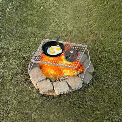 REDCAMP Folding Campfire Grill 304 Stainless Steel Grate, Heavy Duty Portable Camping Grill with Carrying Bag, Medium