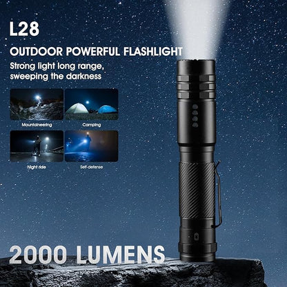 Flashlights High Lumens Rechargeable, Compact Flashlight for Camping, Home, Small Flashlights Powerful 5 Modes, Pocket LED Flashlight USB Rechargeable