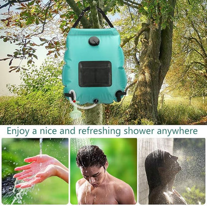 Solar Shower Bag | 5 Gal/20L Solar Heating Camping Shower Bag | Removable Hose | On-Off Switchable Shower Head | Ducha Portatil | Traveling Shower | Portable Shower for Beach Swimming, Hiking