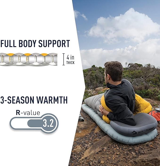 Sea to Summit Ether Light XT Extra-Thick Insulated Sleeping Pad, Tapered - Small (66 x 21.5 x 4 inches)