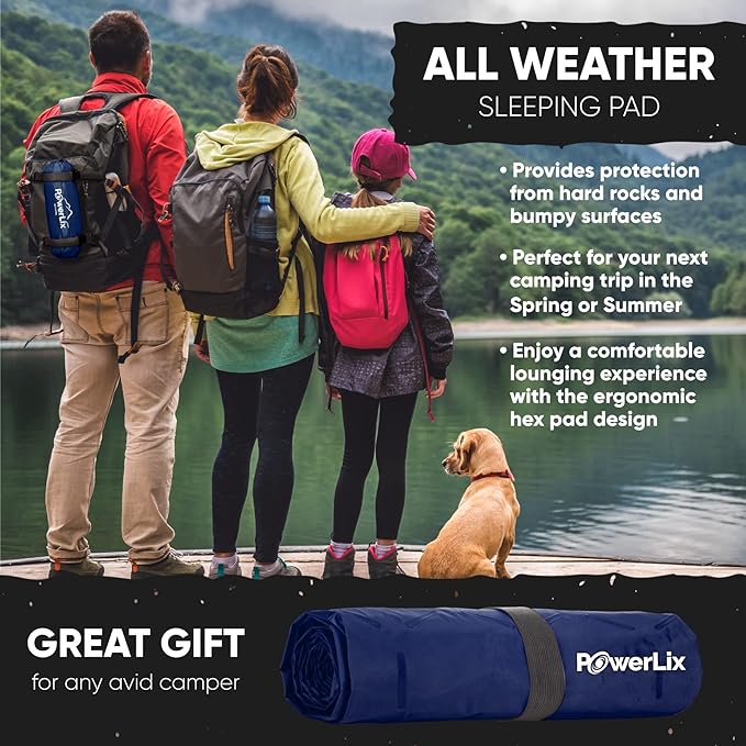 POWERLIX Ultralight Sleeping Pad for Camping with Inflating Bag, Carry Bag, Repair Kit – Compact Lightweight Camping Mat, Outdoor Backpacking Hiking Traveling Airpad Camping Air Mattress
