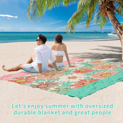 BYDOLL Beach Blanket Sandproof Waterproof 78''×81'' 1-4 Adults Compact Lightweight Oversized Beach Blanket Large Picnic Mat Beach Blanket for Travel Camping Hiking Picnic