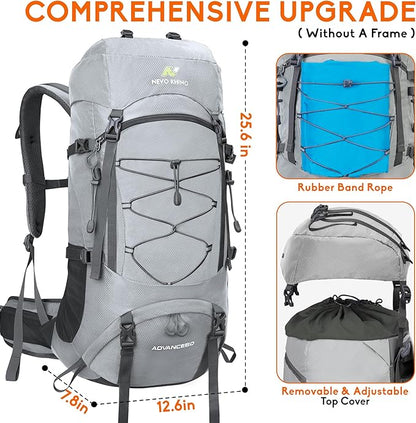 N NEVO RHINO Waterproof Hiking Backpack 50L/60L, Camping Backpack with Rain Cover, Hiking Travel Mountaineering Backpack