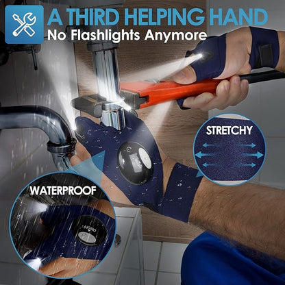 PARIGO Flashlight Gloves with Lights Gifts for Men Valentines Day Gifts for Him Boyfriend Husband Anniversary Easter Gifts Christmas Birthday Stocking Stuffers Cool Gadget Fishing Gifts