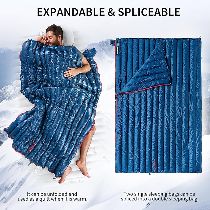 Naturehike Ultralight Backpacking Down Sleeping Bag for Adults, 650 Fill Power Sleeping Bag 20oz for 42-52℉, Compact Lightweight Sleeping Bags for Hiking Camping 3 Seasons