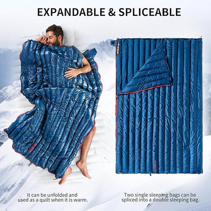 Naturehike Ultralight Backpacking Down Sleeping Bag for Adults, 650 Fill Power Sleeping Bag 20oz for 42-52℉, Compact Lightweight Sleeping Bags for Hiking Camping 3 Seasons