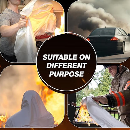 40”x40” Fire Blanket for Home and Kitchen, Emergency Fire Extinguisher Blanket, High Heat Resistant Fire Suppression for Home Safety Kitchen, and Camping (2)