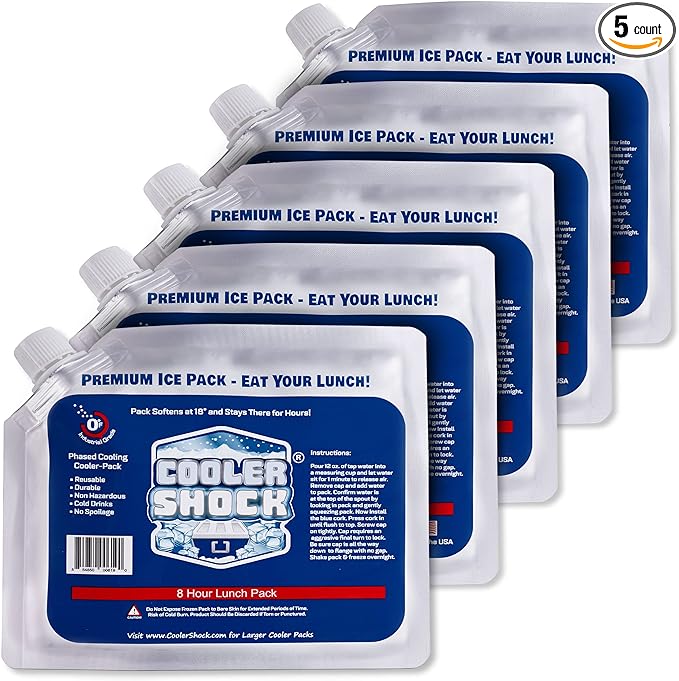 Cooler Shock Reusable Ice Packs for Cooler - Long Lasting Cold Freezer Packs for Coolers and Lunch Boxes - Cooler Ice Packs for Camping Gear, Fishing, Road Trips, Beach Must Haves