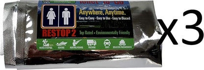 Portable Toilet Seat Lid Bundle with (3) Restop2 Disposable Toilet Bags - for Emergencies and Camping, fits 5 Gallon Bucket (Lid and 3 Restop2 Bags)