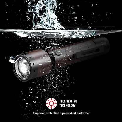 Ledlenser, P6R Signature Rechargeable Flashlight, High Power Premium LED, 1400 Lumens, Waterproof Light for Outdoor Use, Home, Camping, Black