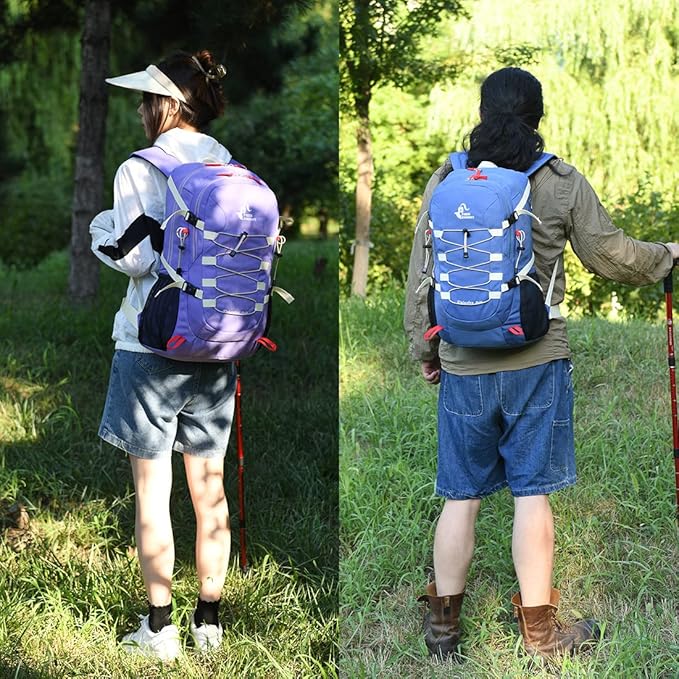 Bseash 40L Waterproof Hiking Backpack with Rain Cover, Outdoor Sport Travel Bag Daypack for Camping Climbing Skiing Cycling (Violet)