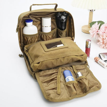 SMONT Tactical Toiletry Bag for Men, 9.5" Hanging Dopp Kit Shaving Hygiene Bag for Traveling Bathroom