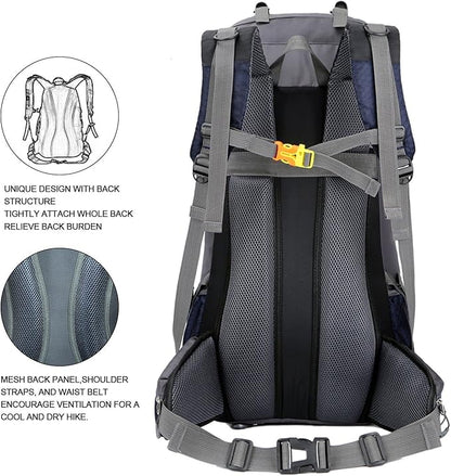 Bseash 60L Waterproof Hiking Camping Backpack with Rain Cover, Large Outdoor Sport Travel Daypack Rucksack for Climbing