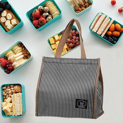 PATIKIL Insulated Lunch Bag, Oxford Cloth Waterproof Lunch Tote Bag Thermal Portable Lunch Box Food Container for Work Office Picnic Outdoor, 9.45"x5.91"x8.66", Black