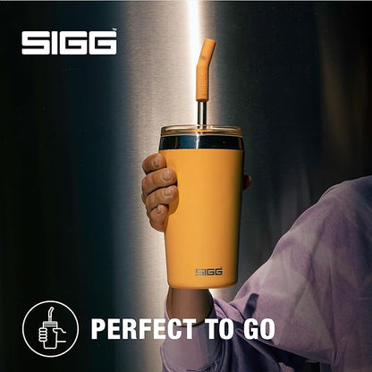 SIGG - Insulated Mug - Travel Mug Helia - With Durable Glass Straw & Cleaning Brush - Leakproof - BPA Free - 18/8 Stainless Steel - 15oz/20oz