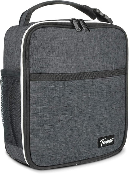 Tirrina Insulated Lunch Box for Men Women, Portable Thermal Small Lunch Bag for Office Work Picnic, Reusable Compact Lunchbox Cooler Tote for Adults,Charcoal