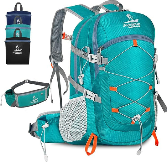 Hiking Backpack Packable 40L Foldable Camping - Lightweight Travel Daypacks Water-resistant Backpacks Outdoor Sports for Men Women (Lake blue)