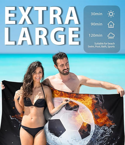 Microfiber Beach Towel – Football Quick Dry Lightweight Sand Free Oversized Towel Accessories Travel Must Have Swim Pool Yoga Camping Gear Summer Cruise Ship Essentials Cloud Compact Gift 71" 32"