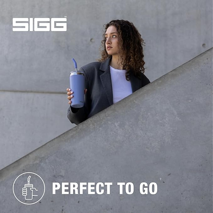 SIGG - Insulated Mug - Travel Mug Helia - With Durable Glass Straw & Cleaning Brush - Leakproof - BPA Free - 18/8 Stainless Steel - 15oz/20oz