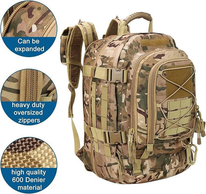 Expandable 40-64L Military Tactical Backpack 3 Day Bag Hiking Gym Sport Camping