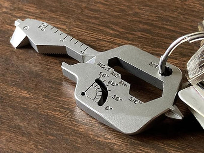 Key Shaped 20 In 1 Keychain Multitool - Pocket Utility Gadget, Bottle Opener Keychain, Wrench, Screw Drivers, Gift for Men and Women, Stainless Steel Keychain Utility Tool, Silver, 1 Pack