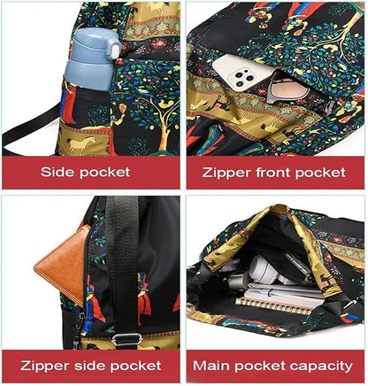 Drawstring Foldable Large Capacity Dry-wet Separation Travel Sports Backpack Waterproof Gym Bag with Multiple Pockets (Dark Blue)