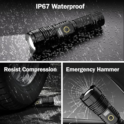 Flashlights High Lumens Rechargeable, 990,000 Lumens Super Bright Flashlight with LCD Digital Display, Zoom, 5 Modes, IPX7 Waterproof, Powerful Tactical Flashlight for Emergencies, Camping