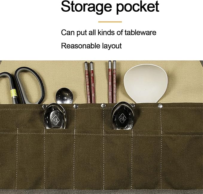 Camping Tableware Storage Bag,Kitchen Cooking Utensil Travel Flatware Organizer