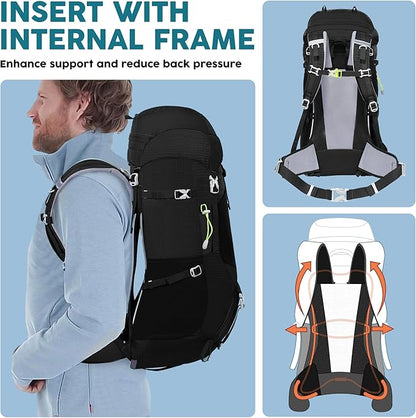 N NEVO RHINO Internal Frame Hiking Backpack 50/60/65/70/80L, Mountain Climbing Camping Backpack Daypack Waterproof Rain Cover