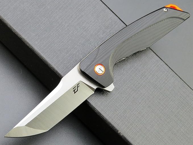 Eafengrow EF926 Pocket Knife D2 Steel Blade Outdoor Tool knives G10 Handle Pocket Clip EDC Reliable Locking Knife Ball bearing Flipper Knife for Camping Survival Hiking,black