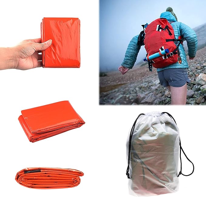 Eco-Fused Emergency Sleeping Bags, Blankets, Tents, and Survival Whistles - Weather Resistant Thermal Outdoor Survival Supplies Essentials - Suitable for All Ages - Camping, Hiking, Climbing