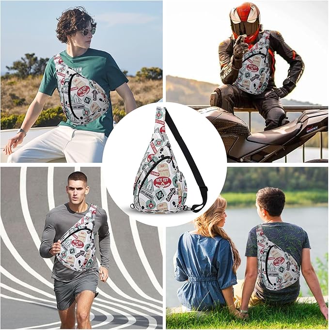 HUA ANGEL Crossbody Sling Bag for Men & Women Lightweight Waterproof Chest Shoulder Bag for Travel Hiking & Everyday Use