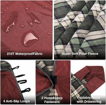 DUKUSEEK Stadium Blanket for All Weather, Waterproof Outdoor Blankets with Hood, Soft Warm Fleece Camping Blanket Windproof for Outdoor Sports, 79"x 59"