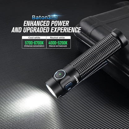 OLIGHT Baton3 Pro 1500 Lumens EDC Rechargeable Flashlights with MCC3, Compact Pocket Flashlight with L-Shape Stand and High Performance LED for Camping and Emergency(Cool White Light: 5700~6700K)