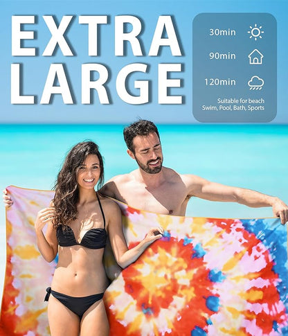 Microfiber Beach Towel – Orange Soda Quick Dry Lightweight Sand Free Oversized Large Accessories Travel Must Have Swim Pool Yoga Camping Gear Summer Cruise Ship Essentials Cloud Compact Gift 71''32''